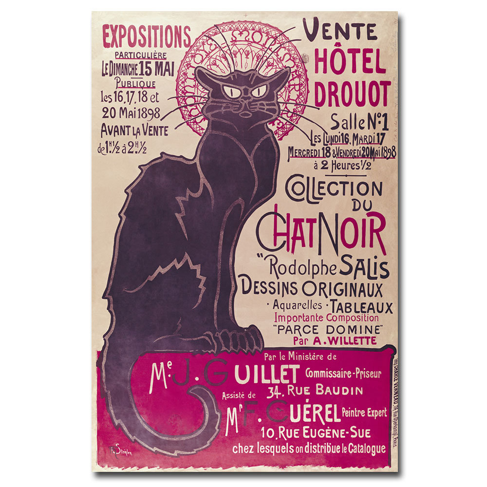 "Collection Du Chat Noir" by Theophile Steinlen Vintage Advertisement on Canvas Trademark Fine Art 