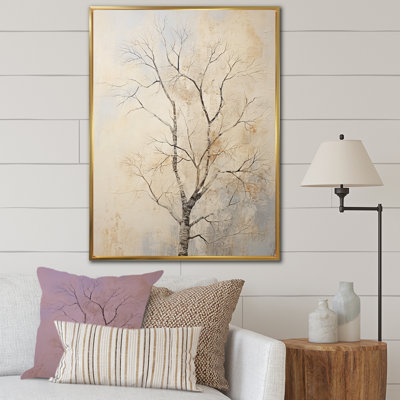«Beige Trees Oak Solitude V», reproduction sur toile