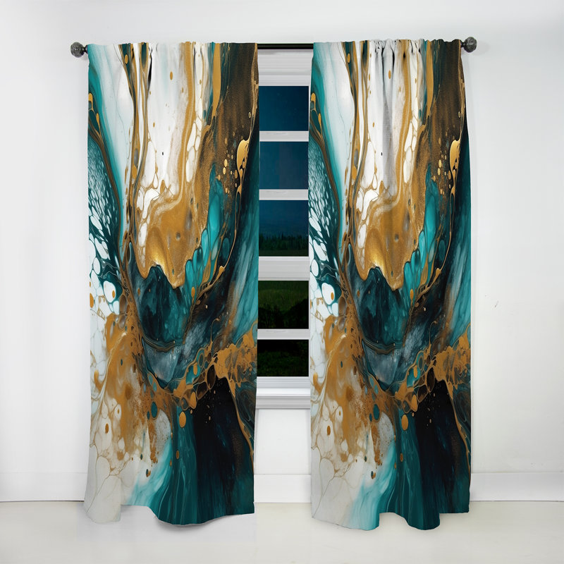 Espace de sculpture turquoise et doré - Rideau en velours moderne - obscurcissant - 1 panneau, L 52 po x L 63 po