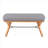 Gray-toned 2-Seat Mid-Century Modern Indoor Bench, Upholstered Fabric with Natural Wood Frame