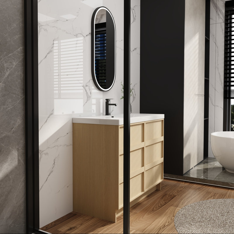 Meuble-lavabo 42 po avec lavabo en résine et rangement à fermeture en douceur, 42"