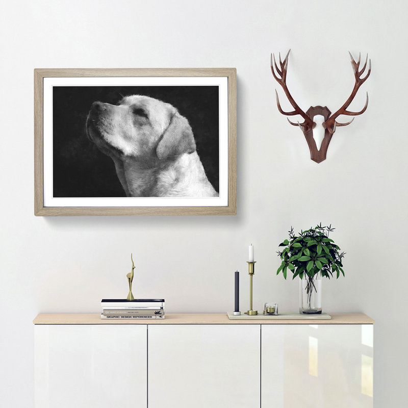 Labrador Dog - Picture Frame Photograph Print, 24cm H x 33cm W x 2cm D, Oak Framed