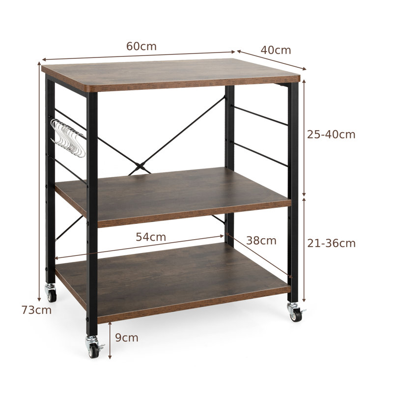 73cm H x 60cm W Utility Cart, Brown