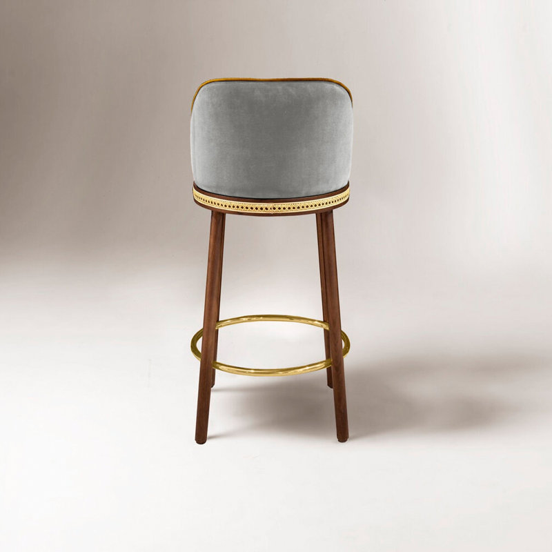 Alma Counter & Bar Stool, Satin Brass, Bar Stool (30" Seat Height), Fog