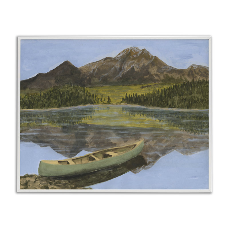 Lac alpin avec canot, estampe numérique, conception de Michael Willett, H 16 po x l 20 po