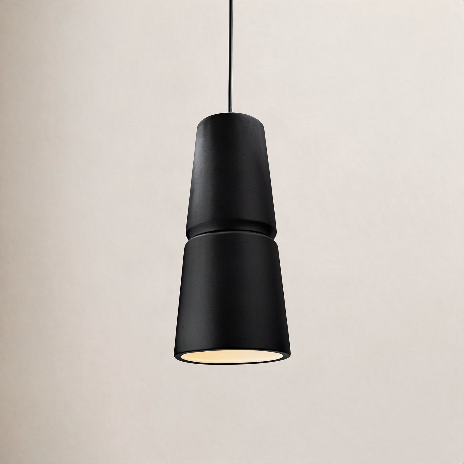 Logan Dimmable Cone Single Light Pendant, 18" H x 8" W x 8" D, Greco Travertine, Polished Chrome