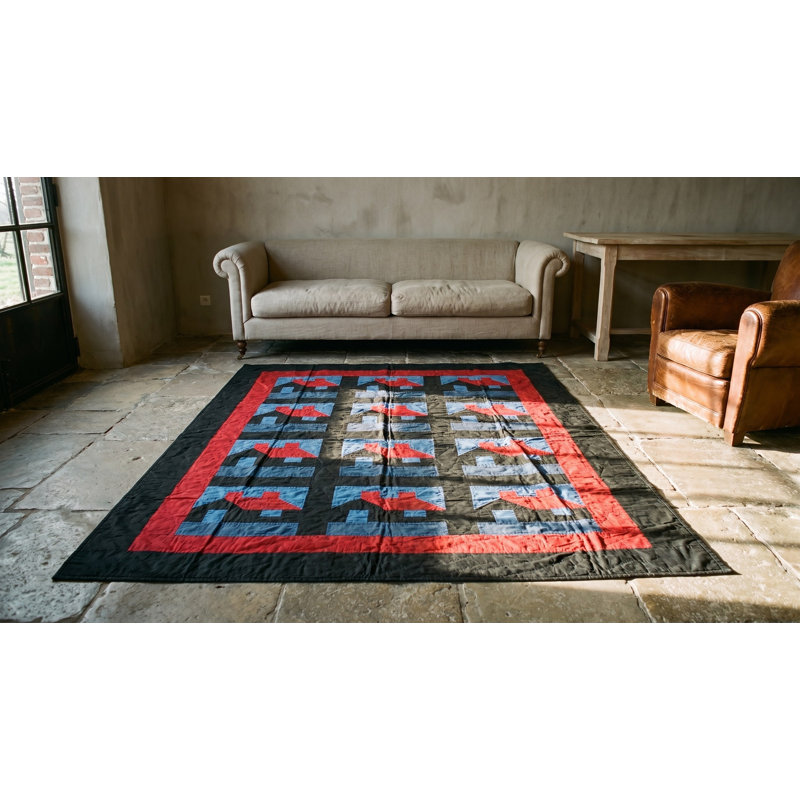Antique Quilt America Blue 1920s Rug