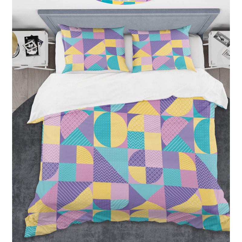 Ensemble de housse de couette à motif géométrique pastel abstrait géométrique I