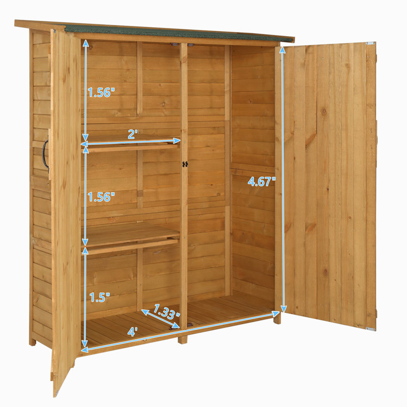 5.3 ft. x 4.5 ft. Solid Wood Lean-To Tool Garden Storage Shed, Brown