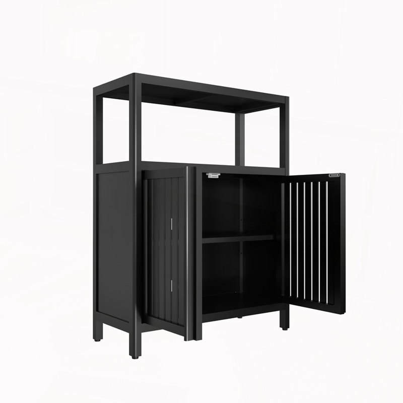 Large Capacity Bamboo Storage Cabinet Furniture, Black