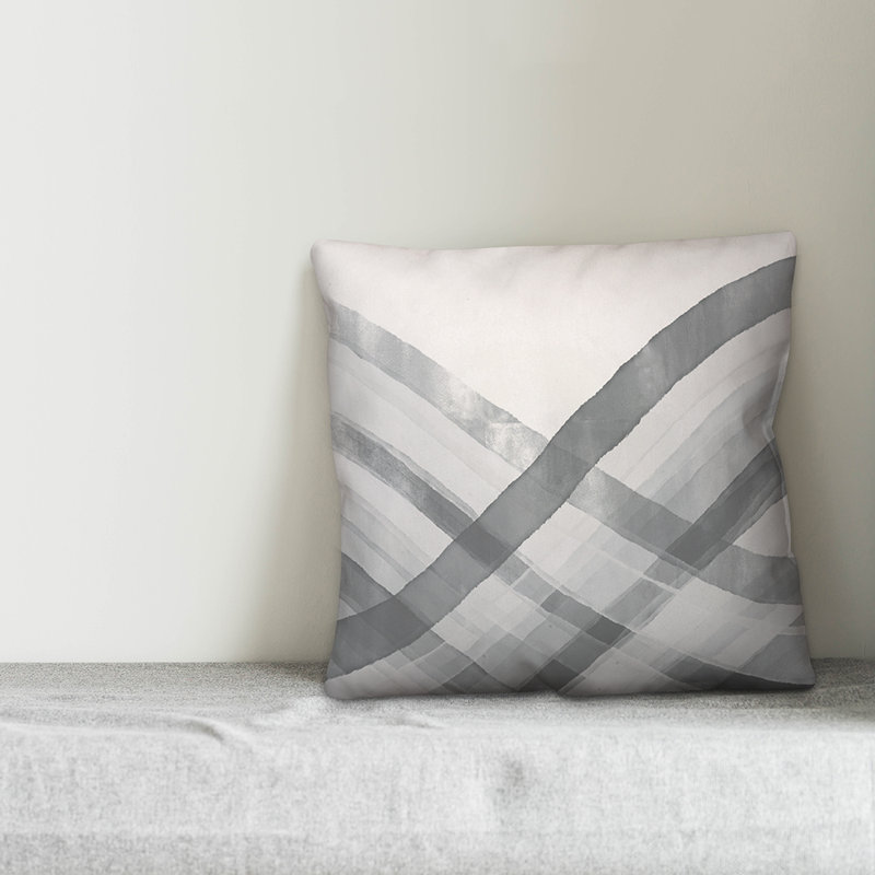 Geometric Throw Pillow, 16" x 16", Gray