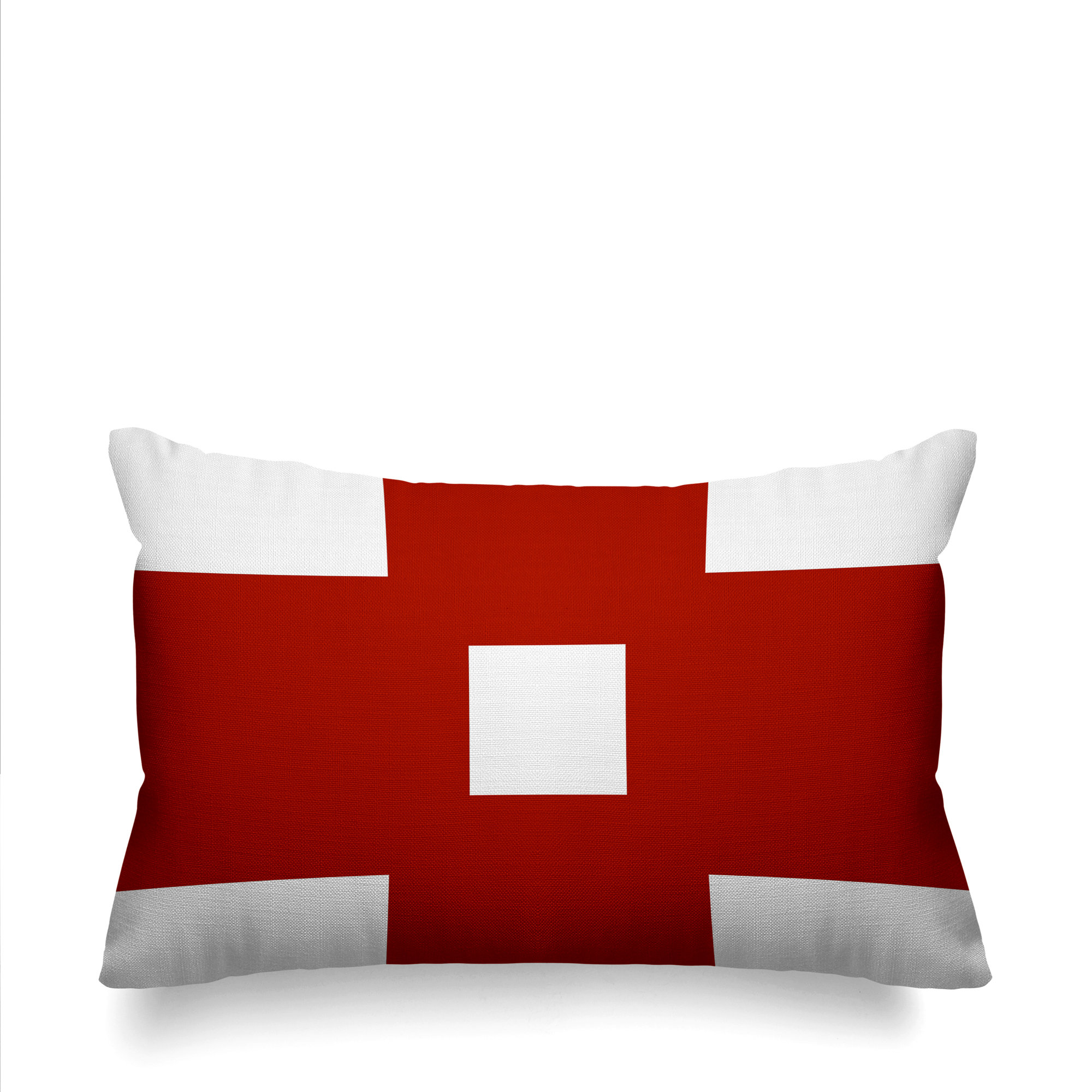 Luella Geometric Spun Polyester Indoor/Outdoor Lumbar Throw Pillow, Red