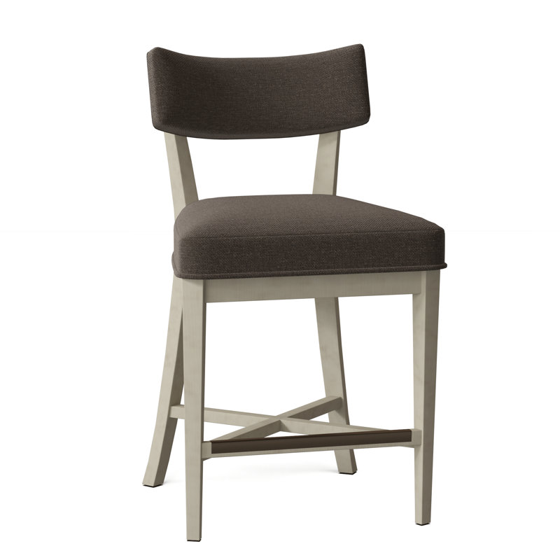 Juliet Upholstered Stool with Solid Wood Frame, Linen (3152 72), Walnut, Counter Stool (25.5" Seat Height)
