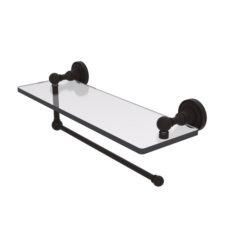 Marchmont Bracket Shelf with Towel Bar, Unlacquered Brass