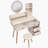 Bedroom Vanity, Vanity Table With Cushioned Stool And LED Mirror-1191698483