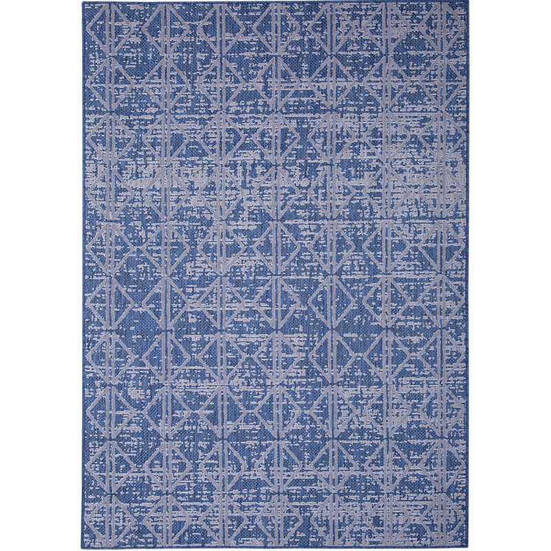 Tapis intérieur / extérieur bleu Edgefield, Rectangle 5 pi 3 po x 7 pi 6 po
