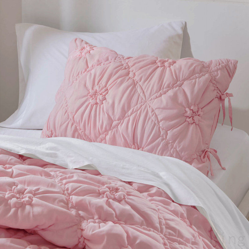 2PCS Twin Comforter Set, Pink