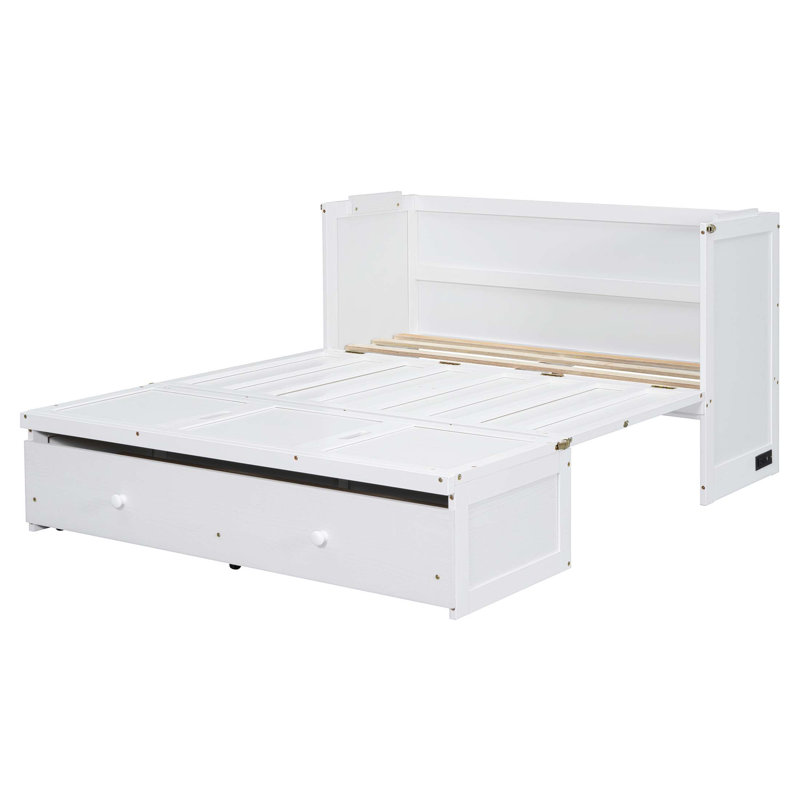 Lit escamotable polyvalent avec port USB et grand tiroir, peu encombrant et élégant pour les maisons modernes, Lit double