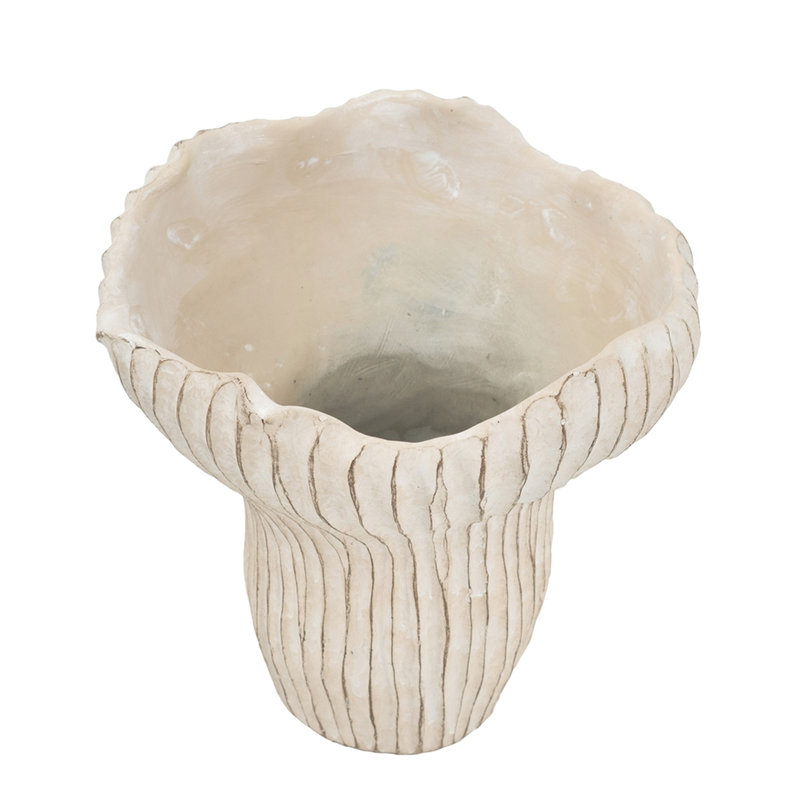 Sand And Cement Coral Planter 9.3X9x8.7 In, Textured Beige Finish, Wavy Irregular Form For Succulents In Interior Spaces Weathered Look, Shape Trailing Plants Home Decor