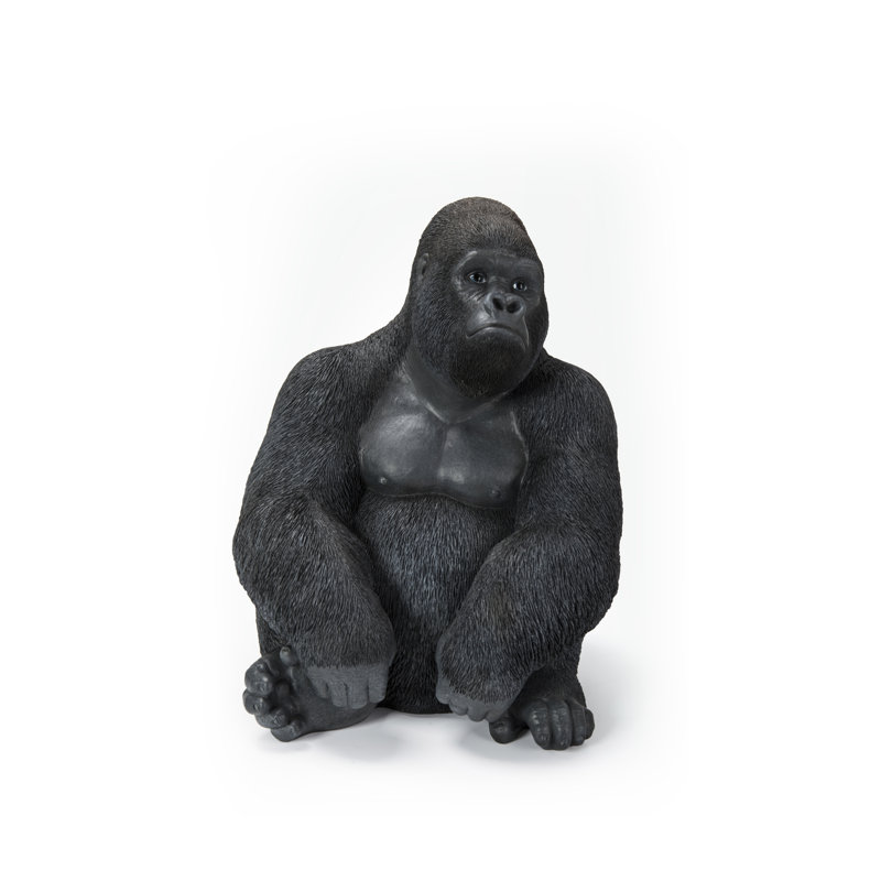 Deco Figurine Monkey Gorilla, 38.5cm H x 30cm W x 28cm D, Black