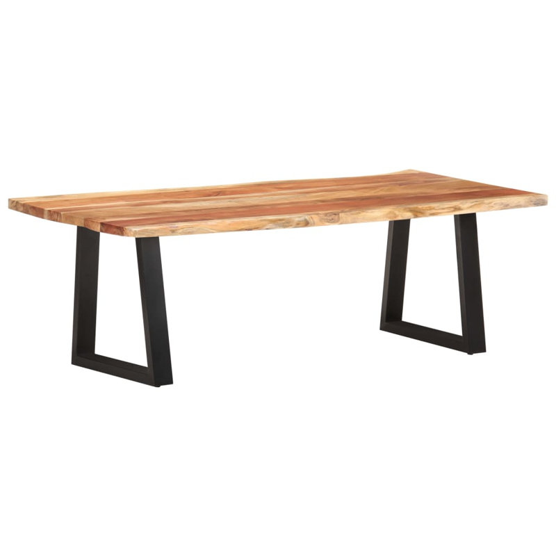Coffee Table End Table Sofa Table with Live Edges Solid Acacia Wood, Natural