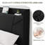 Cadre de grand lit avec tablette de rangement et tête de lit tapissier, noir | Base de lit plateforme en velours à oreilles avec station de charge, support de lattes en bois massif, aucun sommier requis, assemblage facile-133591248-133591249