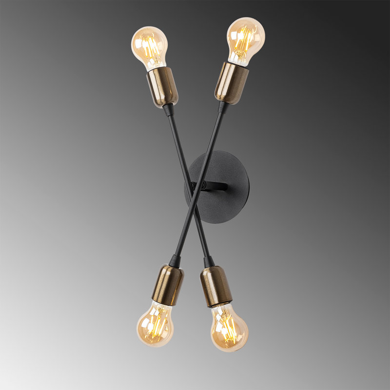 Lampe murale moderne noire avec corps en métal, 6,7 po x 3,1 po x 15,7 po | 4 x douilles E27, 40 W maximum | Design élégant et glamour, classé IP20, parfait pour le salon, la chambre à coucher ou le bureau | Solution d'éclairage durable et élégante