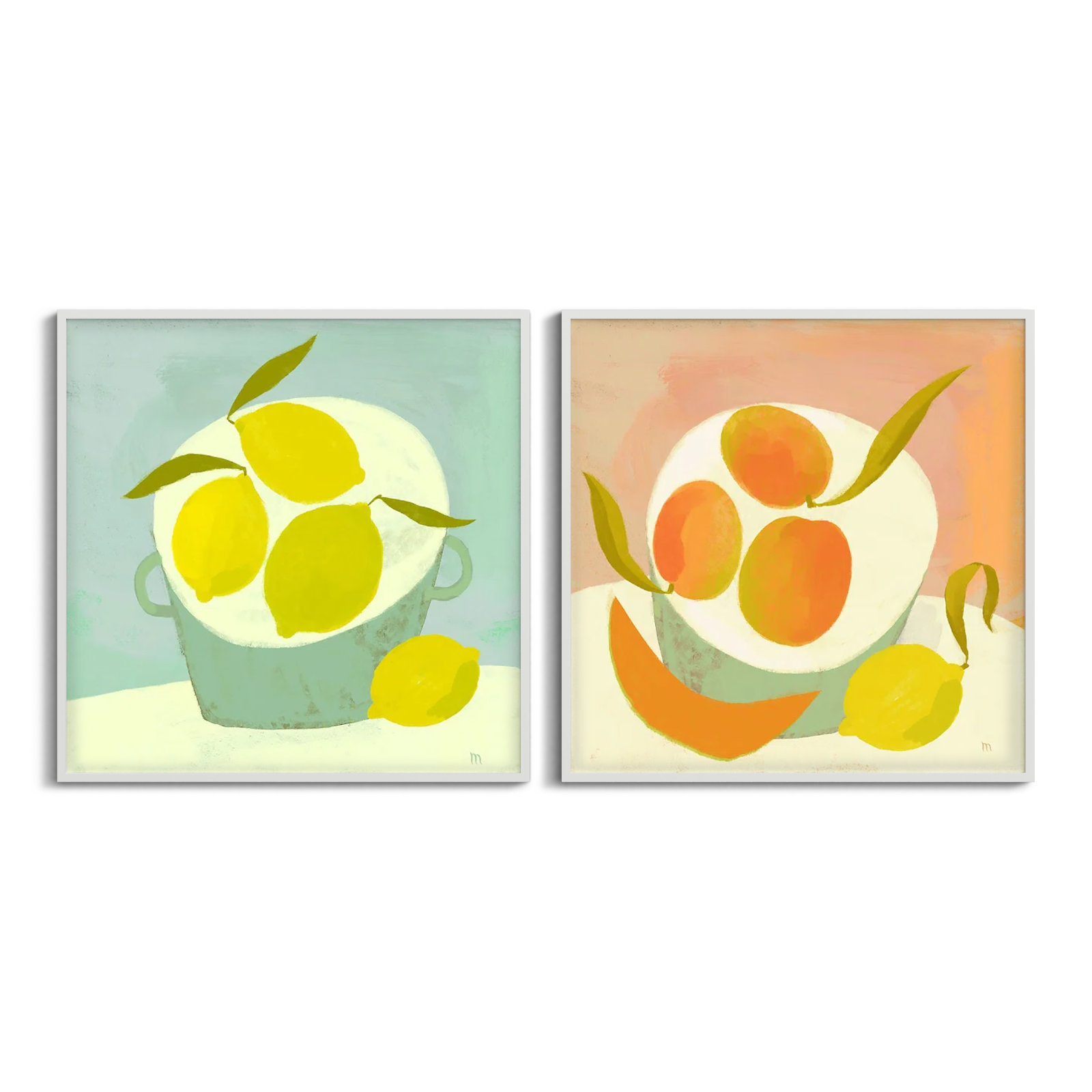 Julina "Summer Bounty" 2-Piece Painting Set, 30" H x 30" W x 1.25" D, White