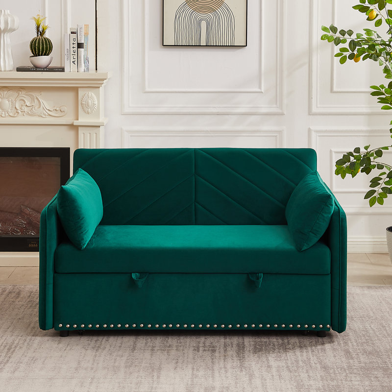 Futon rembourré Araluen 55, Velours vert