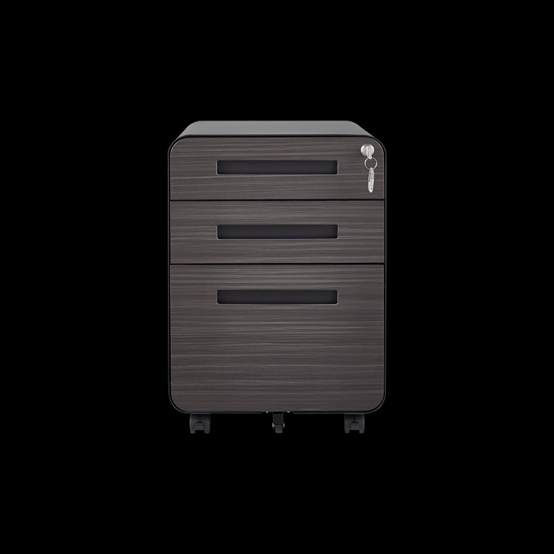 Classeur mobile à 3 tiroirs pour le bureau, armoire de rangement polyvalente à 5 roulettes, Noir