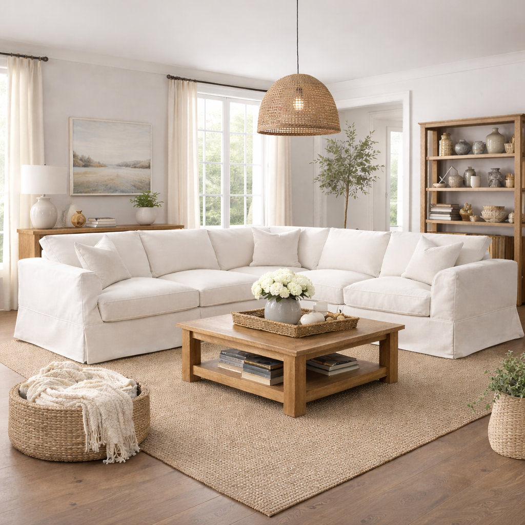 Lucia 4 Piece Slipcovered L-Sectional - Thumbnail 2