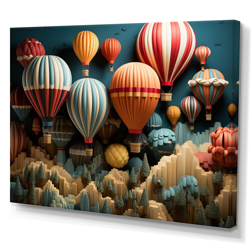 «Red Hot Air Ballon Mosaic I», impressions sur toile montgolfière, H 24 po x l 32 po x P 1 po, Toile tendue