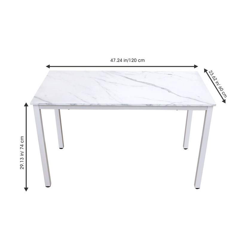 Bureau d'écriture, Plateau en grain de marbre blanc / cadre blanc