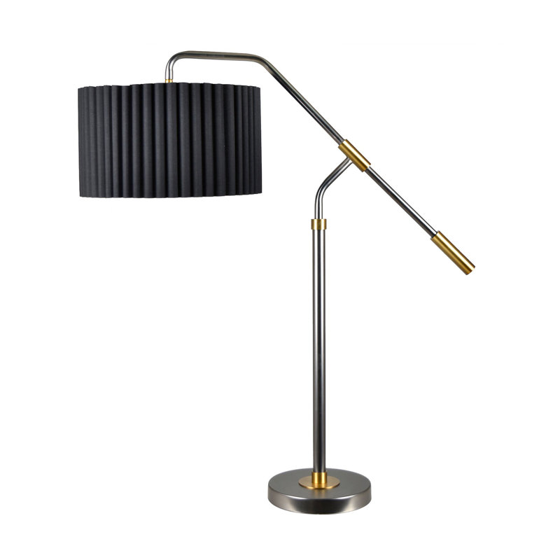 34" Metal Table Lamp With Black Shade