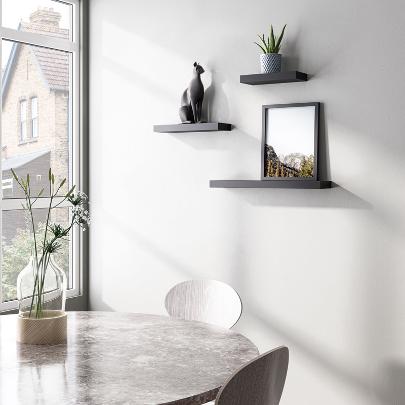 Chelsea 3 Piece Floating Shelves Set, Black