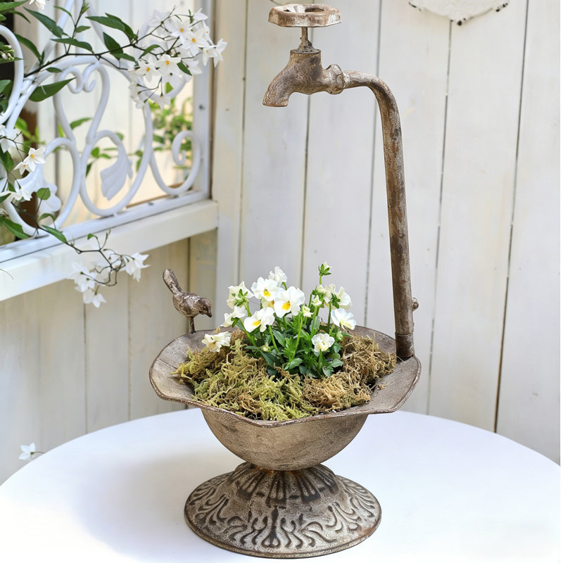 Petits pots de fleurs pour plantes d'intérieur et d'extérieur, pots de fleurs rustiques, pots de fleurs d'extérieur, pots de plantes d'intérieur, design de bain d'oiseaux, décoration de maison et de jardin