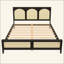 Lit plateforme en bois avec tête et pied de lit en rotin-285177116-285177107