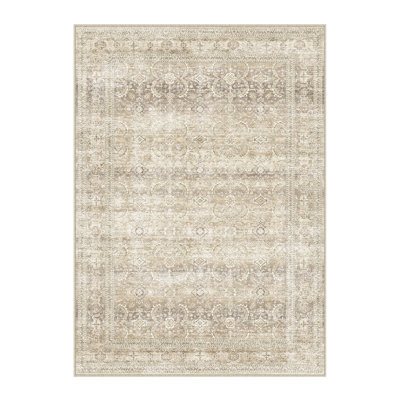 Luthien Elegant Vintage Floral Area Rug in Beige