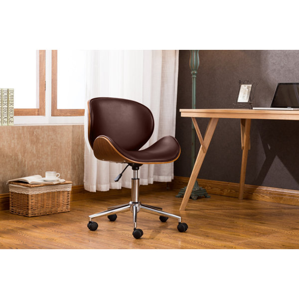 Office Factor White Leather Executive Rolling Swivel Chair with Chrome