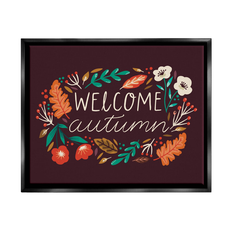 «Welcome Autumn Fall Botanicals», cadre flottant, impression sur toile, Cadre flottant noir de jais