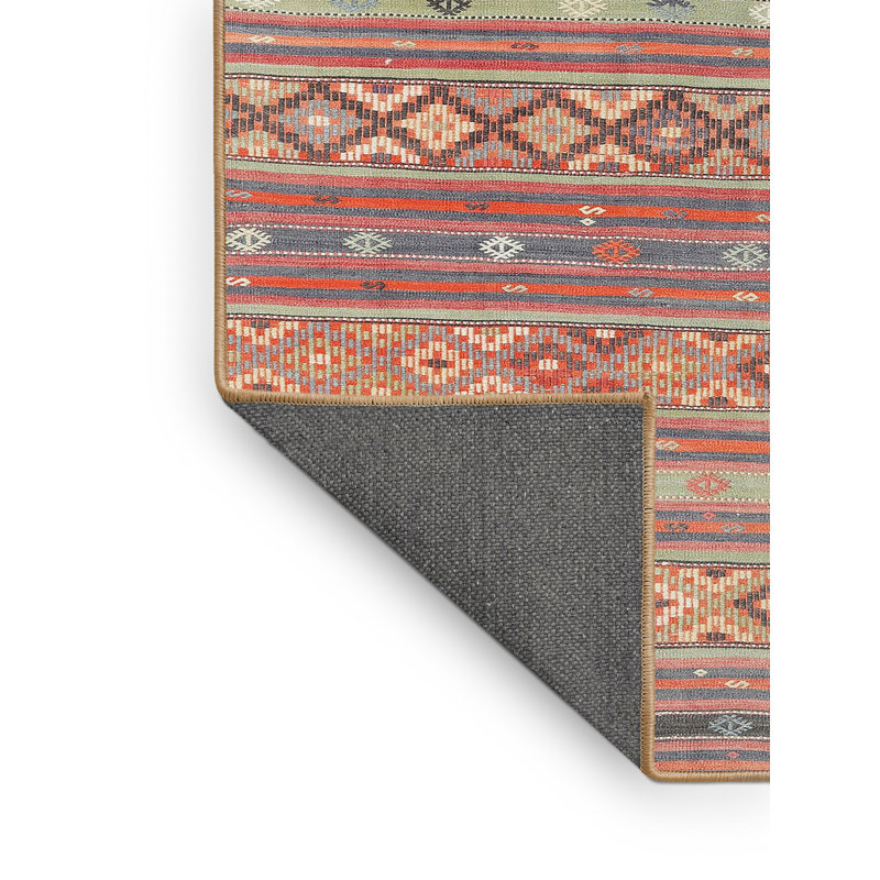 Tapis rose/orange/bleu contemporaine, Rectangle 2 pi x 4 pi