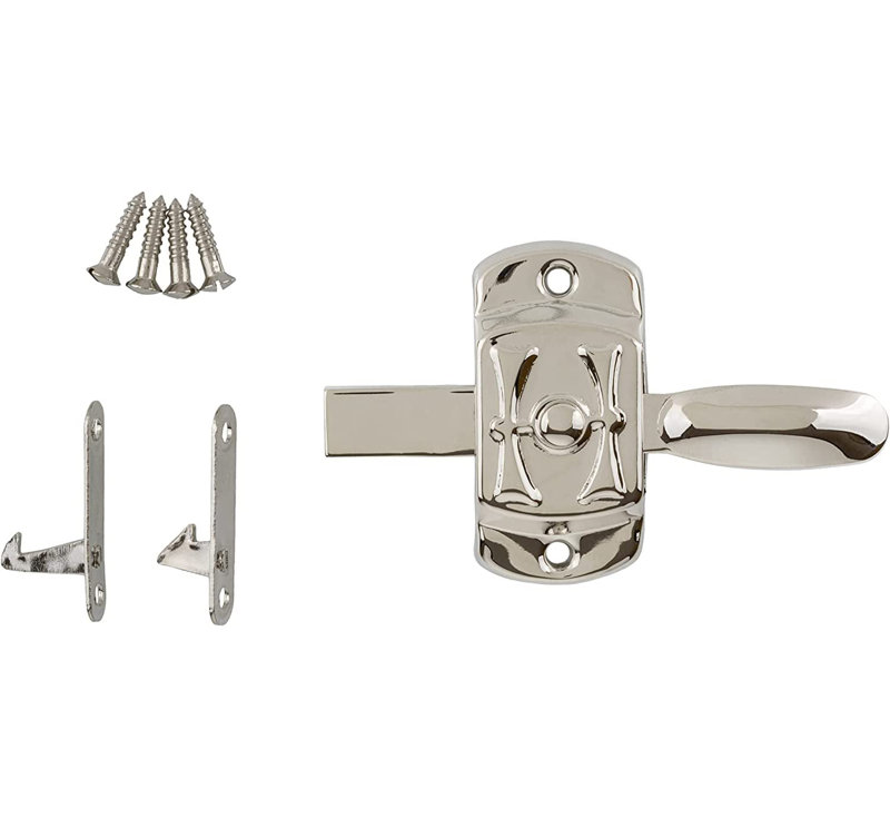 Vintage Nickel Plated Brass Cabinet Door Latch