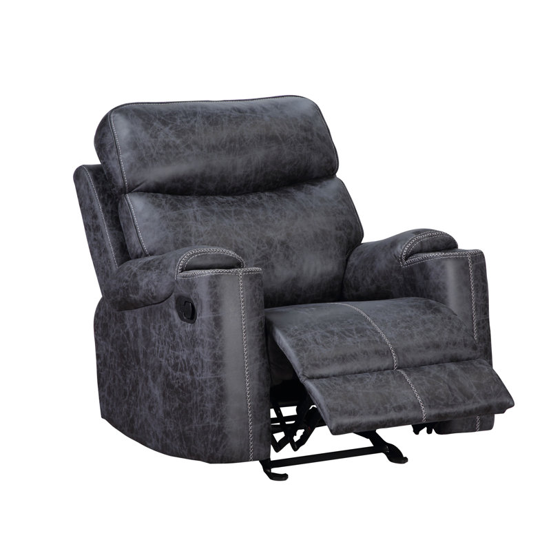 Fauteuil inclinable manuel en microfibre gris Hirah avec fonction porte-gobelet
