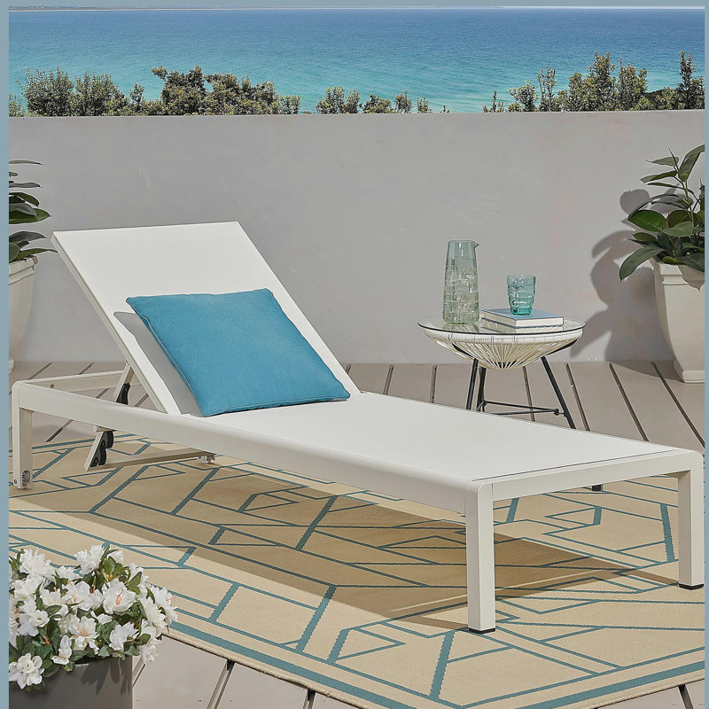 Chaise longue tendance pour l'extérieur, Blanc
