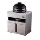Mont Alpi Makm-18 Heavy Duty Stainless Steel Universal Kamado Charcoal Smoker Grill Module + Storage Cabinets & Granite Countertops - For 18" Big Green Egg, Kamado Joe Classic, Akorn, Pit Boss Models