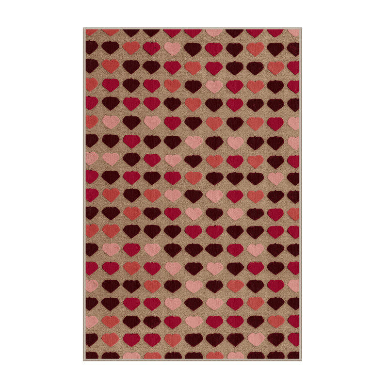 Washable Heart Motifs Farm Area Rug, Rectangle 8' x 10'