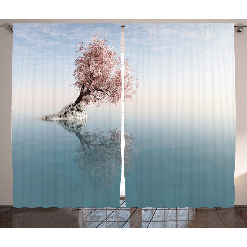 Tree Semi-Sheer Rod Pocket Curtain Panels, 54" x 63"