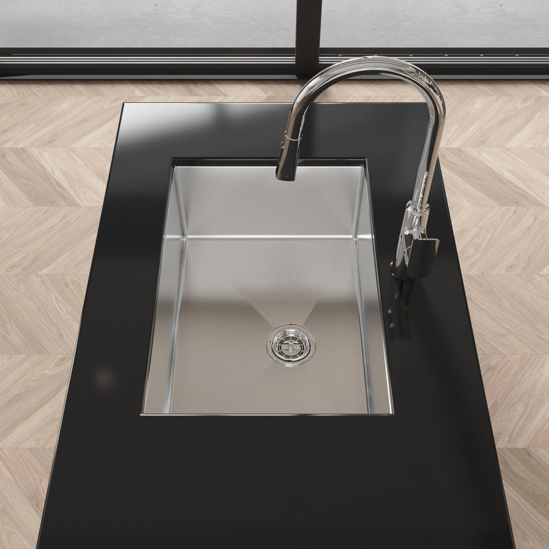 304 Stainless Steel Undermount Kitchen Sink 27" X 19" - Nano Gray With Edge And Quick Drainage Bottom Grid For Better Protection