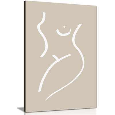 Line Art Woman Body Sketch 1 Piece Wrapped Canvas Wall Art