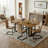 CasaMod Modern Industrial Rectangular Dining Table Set with 6 Upholstered Cantilever Chairs
